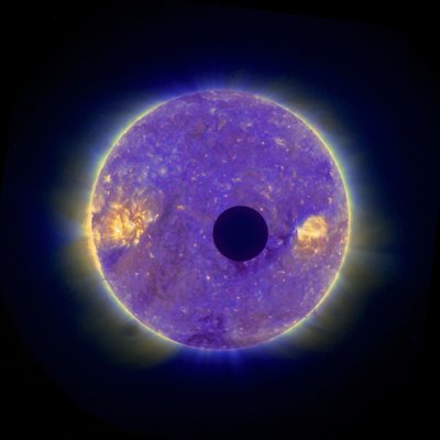 Solar Eclipse: Moon passing in front of the Sun 25 February 2007, showing solar corona. Image taken from space by the STEREO-B by National Aeronautics and Space Administration National Aeronautics and Space Administration